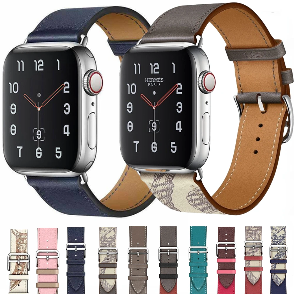 

Genuine Leather for Apple Watch Band 8 7 6 5 4 3 SE Bracelet Wristband for iWatch 45mm 41mm 44mm 40mm 42mm 38mm Ultra 49mm Belt