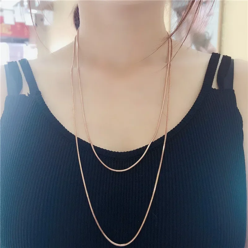 585 Purple Gold Necklace Classic Solid Unisexual Style Simple Hip Hop Style Stacking Chain Party Banquet Jewelry Accessories