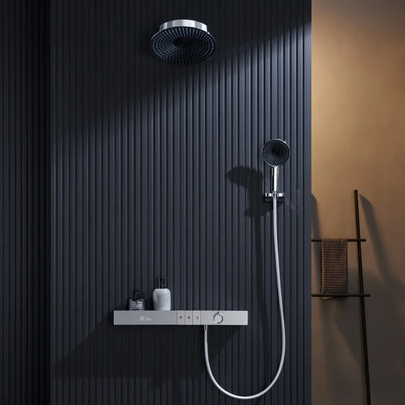 Imagem -02 - Conjunto de Chuveiro Display Digital Termostático Grande Chuva Chuveiro Misturador Torneira Banheira Stand Shower Kit Luxo Chuveiro Constante Chuveiro