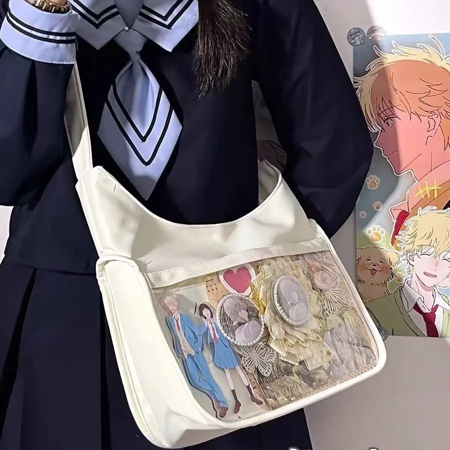 Original Handmade Itasha Bag - Japanese School Style Shoulder Crossbody, Spacious Commuter Tote with High-Impact Look
