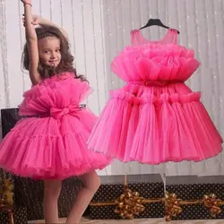 Baby Girls Puffy Pink Christening Tulle Dress Infant Baby 1st Birthday Princess Party Dresses for Girl Baptism Wedding Tutu Gown