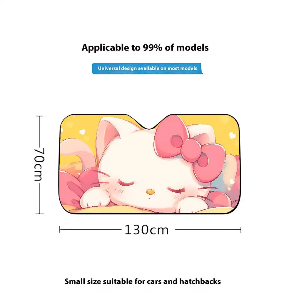 Penutup Pelindung Matahari Mobil Lipat Universal Ringan Motif Kartun Lucu H-Hello K-Kittys
