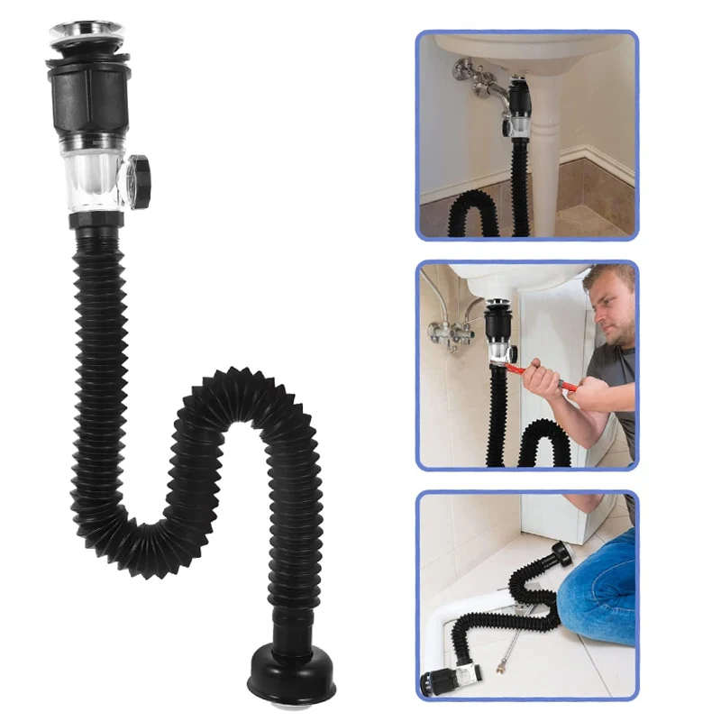 Universal Bathroom Washbasin Anti Blockage Drain Pipe Flexible Stretchable Deodorant Strainer Pipeline Accessories