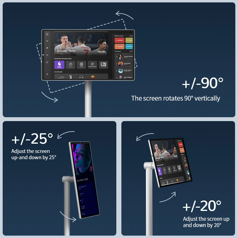 Rotatable 22 Inch Floor Stand Android 13 TV with 4K  , 6G+128G 1080P Tablet, Home Multi Media Display 72WH Battery