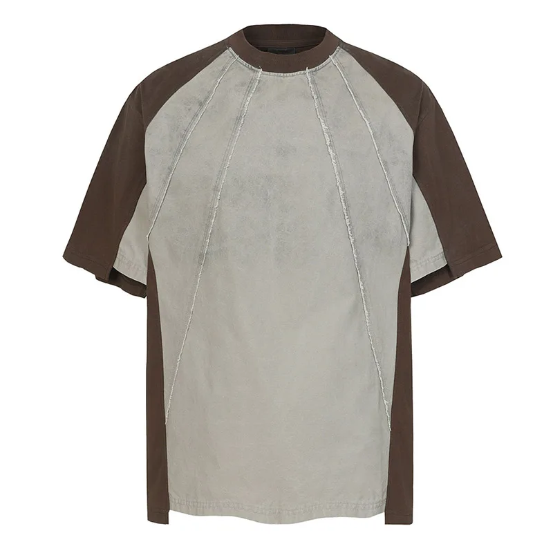 

Hip Hop Techwear Casual T shirt Streetwear Harakuju Top Tees For Male Patchwork