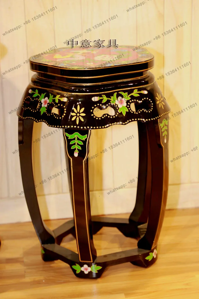 PJ new Chinese classical furniture hand-pasted gold foil hand-painted leisure tables and chairs