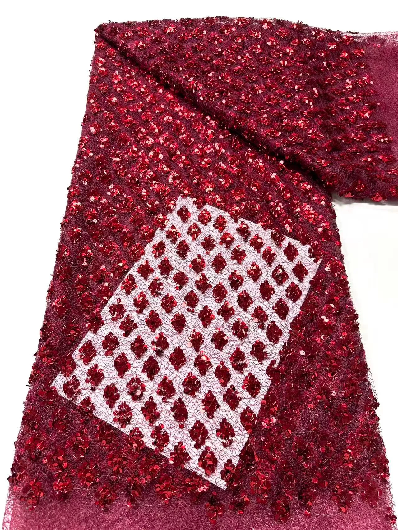 

African Heavy Sequins Lace Fabric 2025 High Quality for Women Nigerian French Tulle Lace Fabric Wedding Party Dress Sewing M1-1