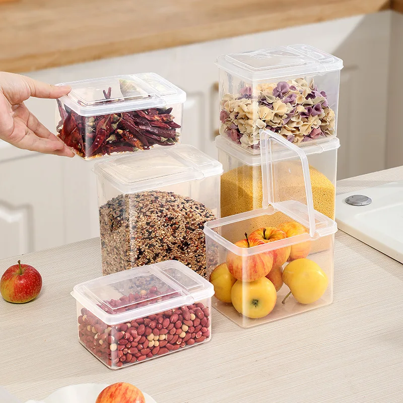 

Kitchen Transparent Spice Storage Box With Flip Lid Sealed Box Pepper Organizer Case Household Dispenser Storage Container