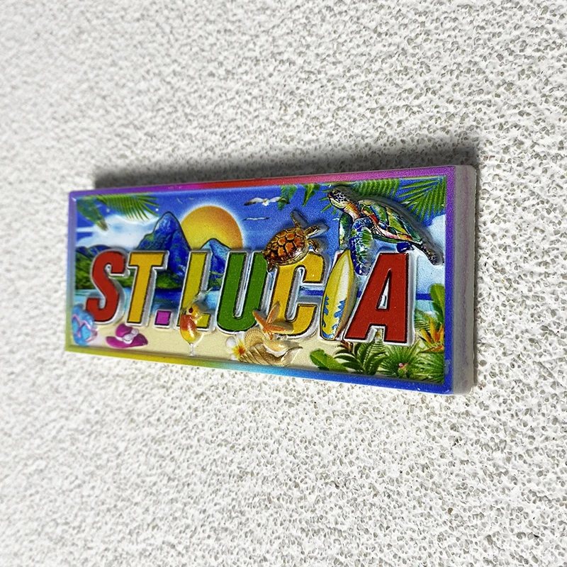 Saint Lucia Souvenirs Home decor items, collectible crafts Letters, beaches, turtles 3D stereo magnetic fridge magnets