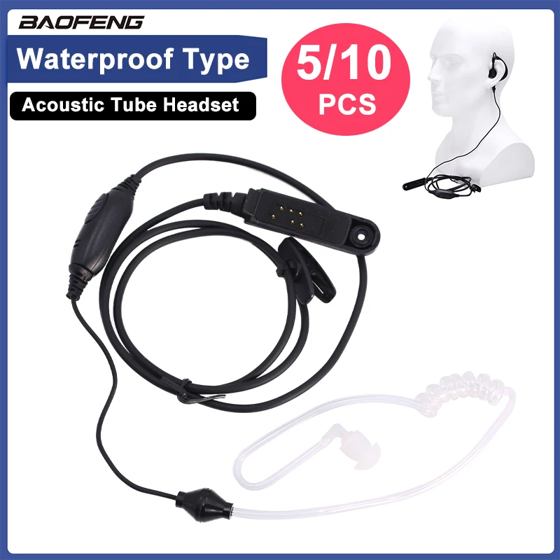 5/10Pcs Baofeng UV-9R Earphone Acoustic Headset UV-68 Pro Air Tube Earpiece Mic For UV-S22 UV-9RPLUS UV-98 UV-82WP Walkie Talkie