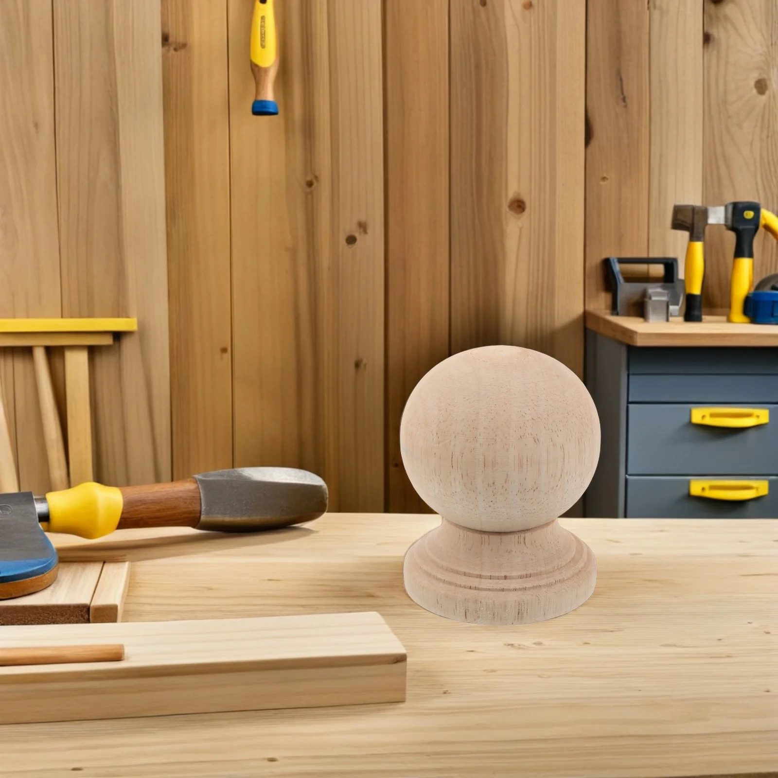 

2pcs Solid Wood Post Finials Unfinished Hardwood Carved Staircase Fence Gate Toppers Curtain Rod End Caps For Diy Crafts