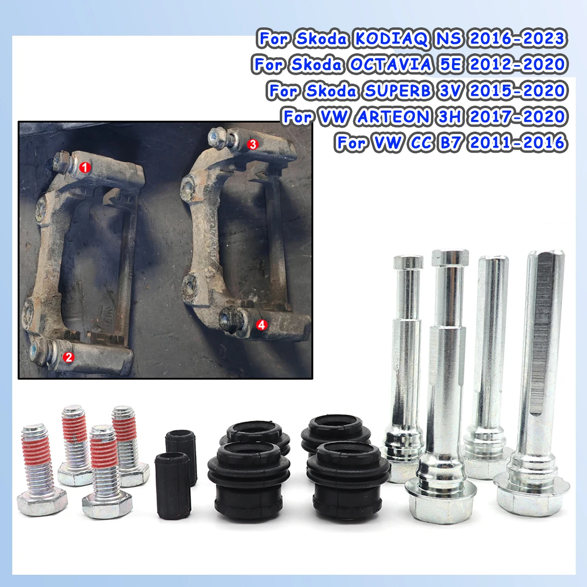 Brake Caliper Cylinder Slider Guide Pin Rubber Bushing Boot Seal Kit For Skoda KODIAQ NS OCTAVIA 5E SUPERB 3V VW ARTEON 3H CC B7