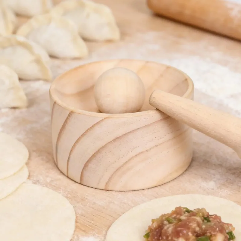 Wood Mold and Ball Manual Dough Skin Presser Hand Pie Rolling Tool Quick Dumpling Wrapper Maker Wood Dumpling Maker Press Tool