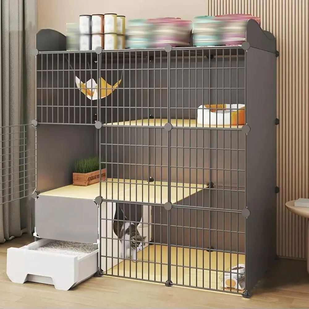 

Металлический вольер для домашних животных с лотком для туалета, лестницей для лазания и вращением на 360 градусов ° Колеса (42.9x15.4x46.9 дюймов)