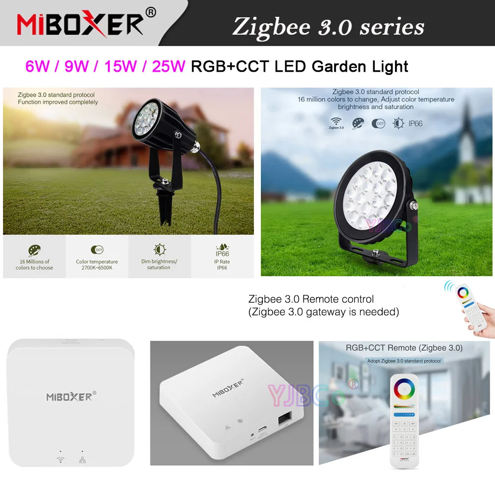 Miboxer tuya APP Zigbee 3.0 RGB CCT 6W 9W 15W 25W LED Garden Light Waterproof IP66 Smart Outdoor Lawn Lamp AC 110V 220V DC 24V