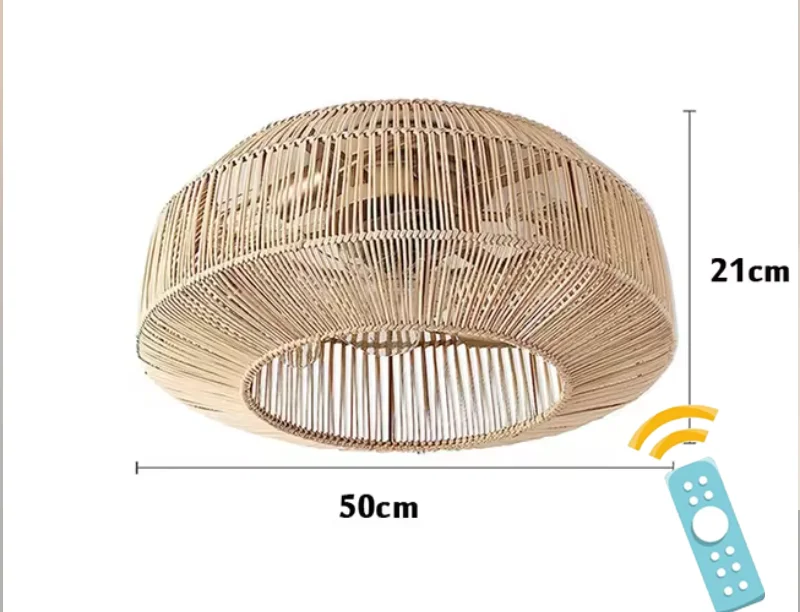 50 CM Rotan Plafondventilator met Verlichting Afstandsbediening 6 Snelheden Omkeerbare DC FAN Nieuwe Slaapkamer Ventilator Fan Lichten Koelventilator Lamp