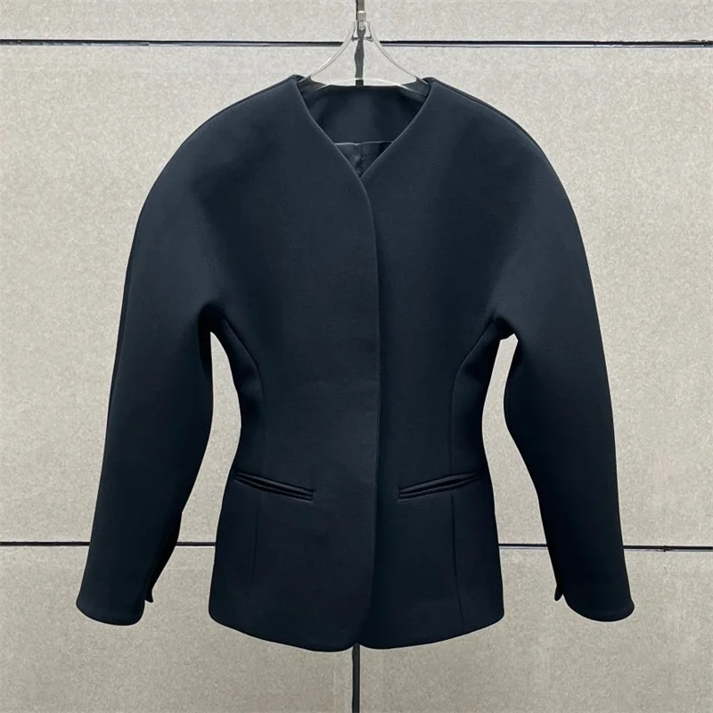 

Women's jacket New autumn 2025 single breasted slim long sleeved top Shoulder sleeves V-neck women's suit jacket Women's coat