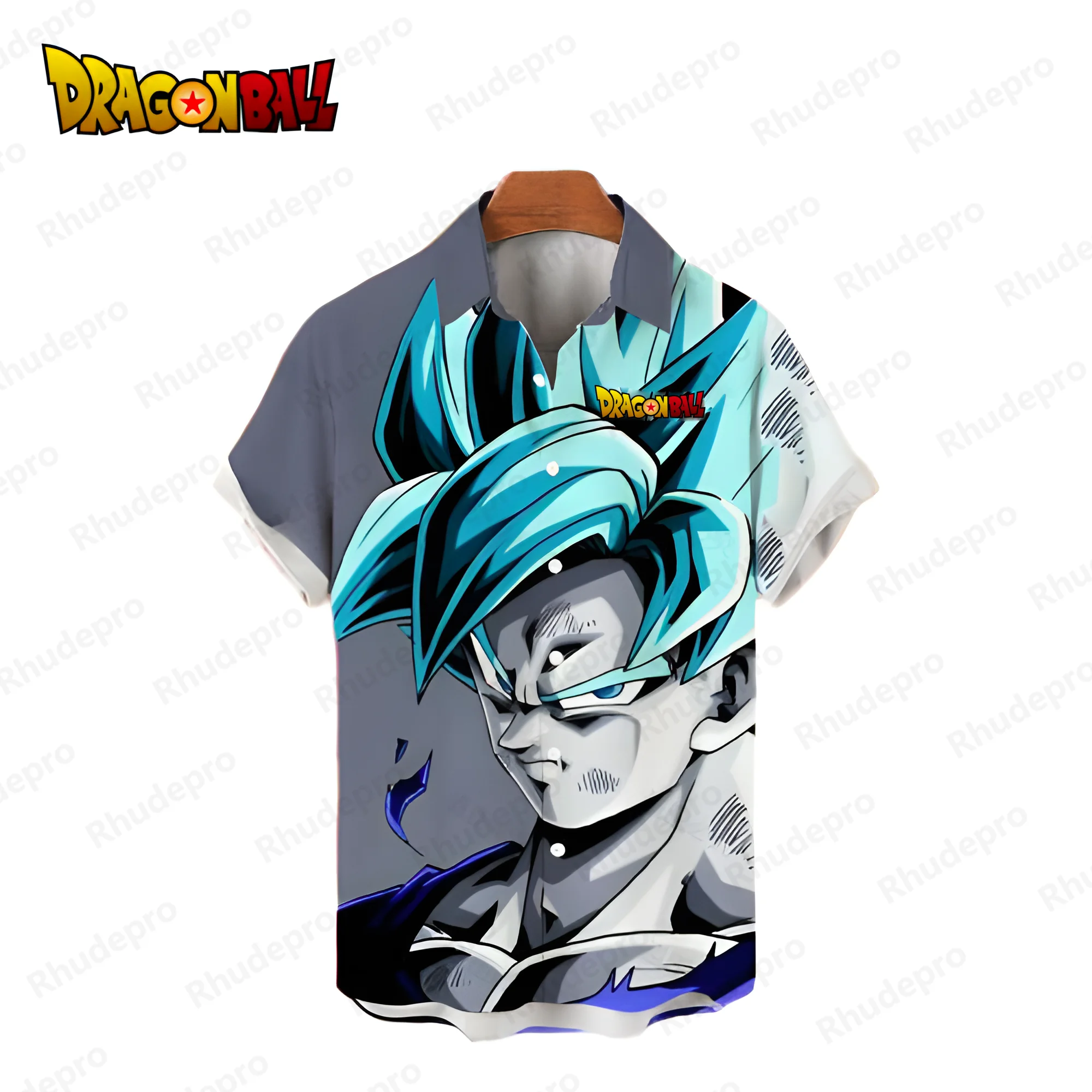 Vegeta Men\'s Shirts Dragon Ball Z Men\'s Social Shirt Harajuku 2024 Summer Blouse Fashion Anime Short Sleeve Beach Style Tops