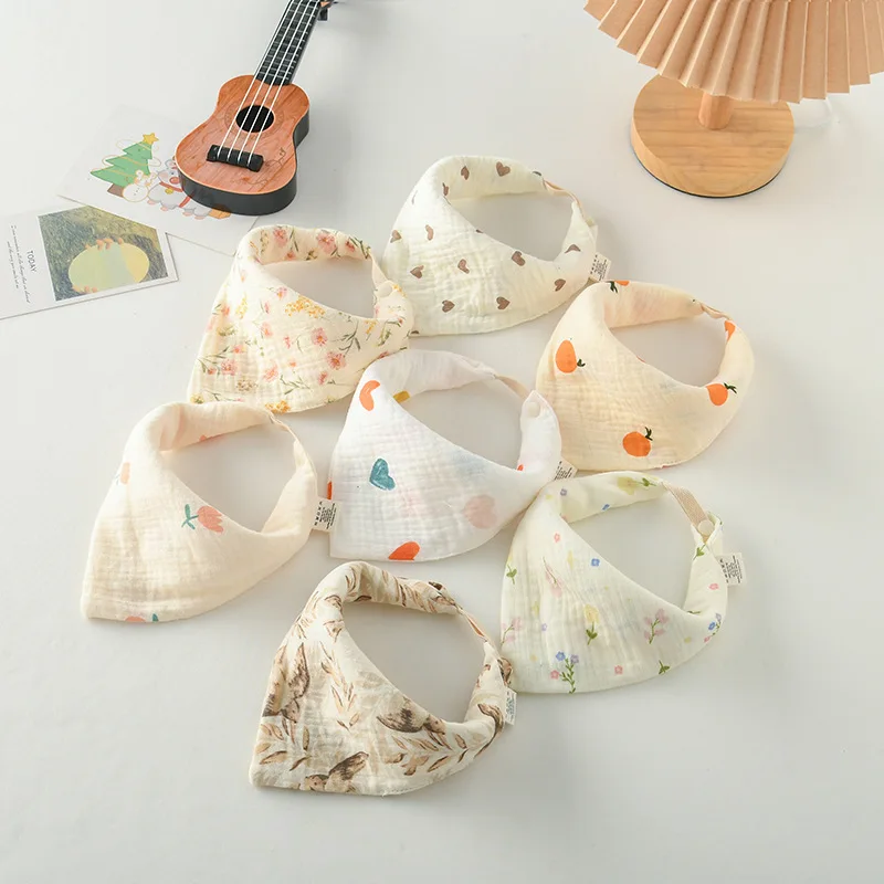 

Baby Bibs Muslin Cotton Stuff Newborn Snap Button Soft Cartoon Triangle Saliva Towel Burp Cloth Girls Boys Feeding Drool Bibs