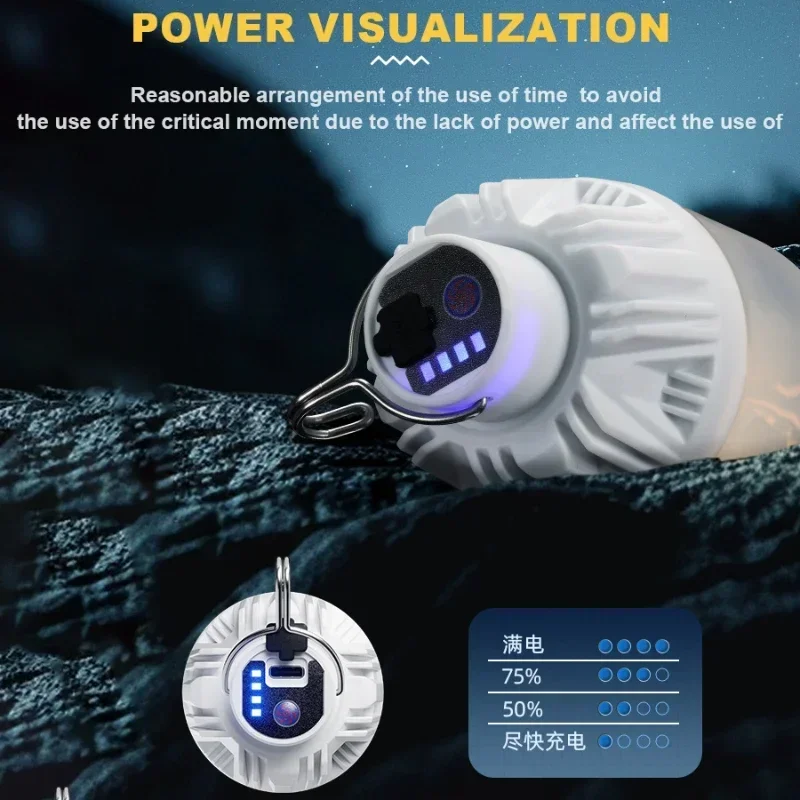 Outdoor Camping Lamp USB Rechargeable Portable Work Light LED Emergency Bulb Lantern Dual Color Optional White & Warm Light