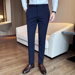 SIZE 28-44 High -end Brand Boutique Real -time Solid Color Men's Casual Business Suit Pants Luxury Men's Slim Casual Trousers