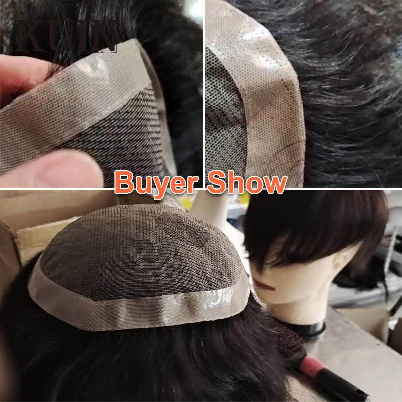 Men Toupee 100% Real Human Hair Lace And Pu Wig For Men Australia Capillary Prosthesis 6inch Indian Hair System