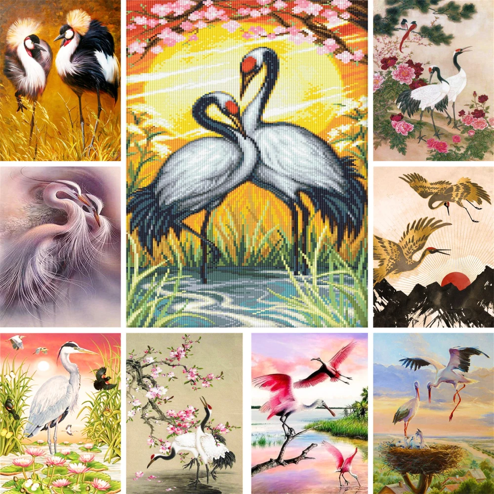 Animal Red-crowned Crane Pre-Printed 11CT Cross Stitch DIY Embroidery Set Handicraft Hobby Sewing Painting Counted Floss Jewelry