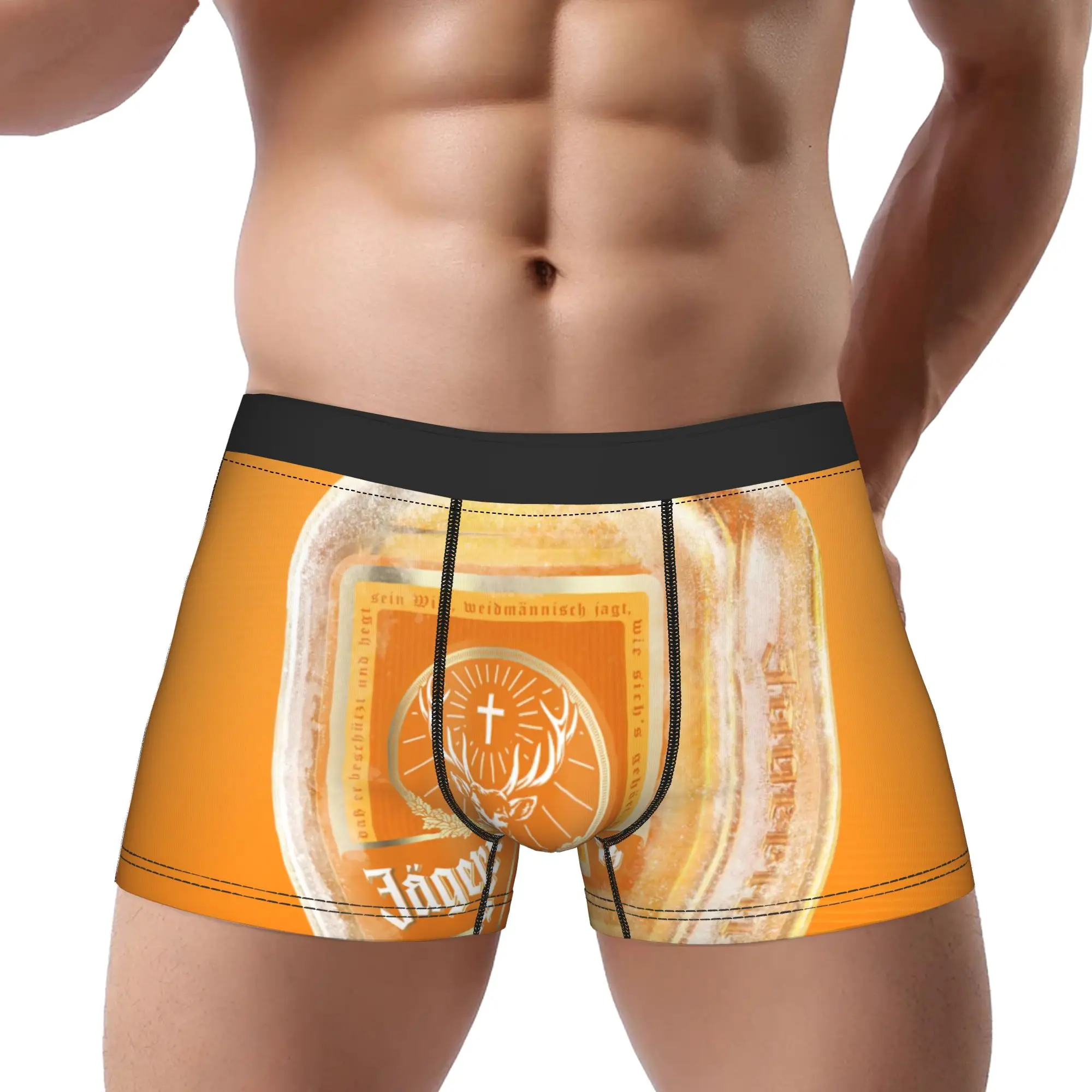 Jägermeister Orange Frosted Bottle Jägermeister Underpants Bragas transpirables Ropa interior para hombre Pantalones cortos cómodos Calzoncillos tipo bóxer