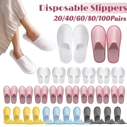 100-20Pairs Wedding Disposable Slippers for Guests Hotel Slippers Women Men Unisex Non Slip Spa Slippers Party Home Shoes Travel