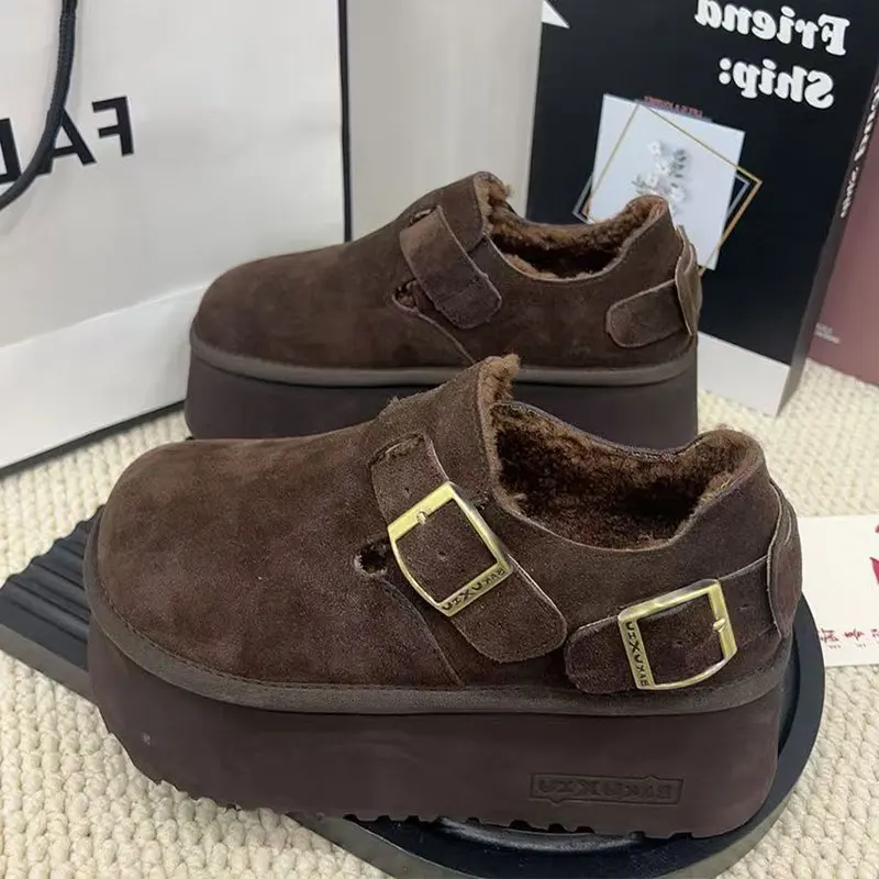 Sapatos de inverno femininos tamancos plataforma trepadeiras novos sapatos mulher 2025 tamancos plataforma novas trepadeiras