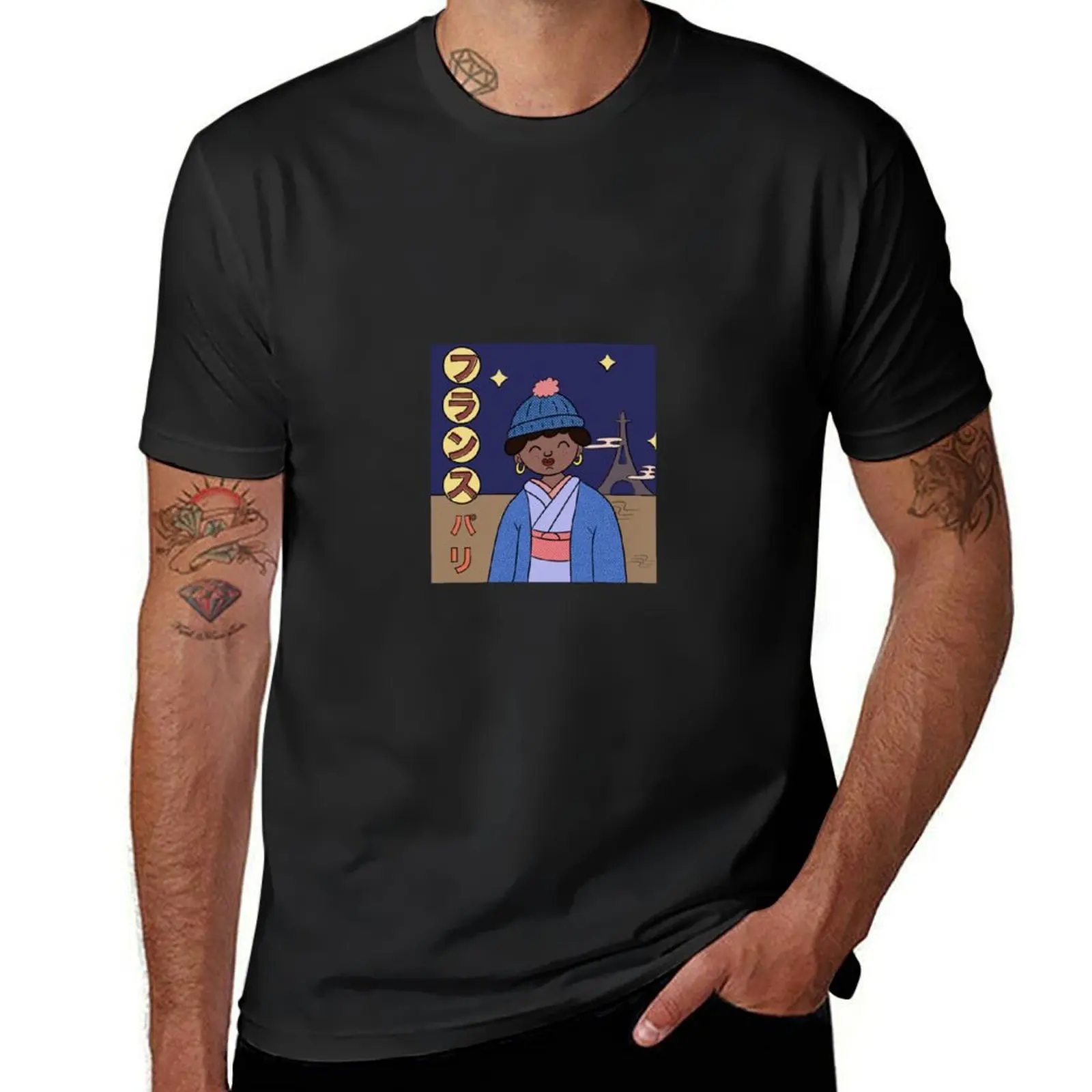 Starry dream in Paris in a kimono T-Shirt blacks graphics designer t shirt men