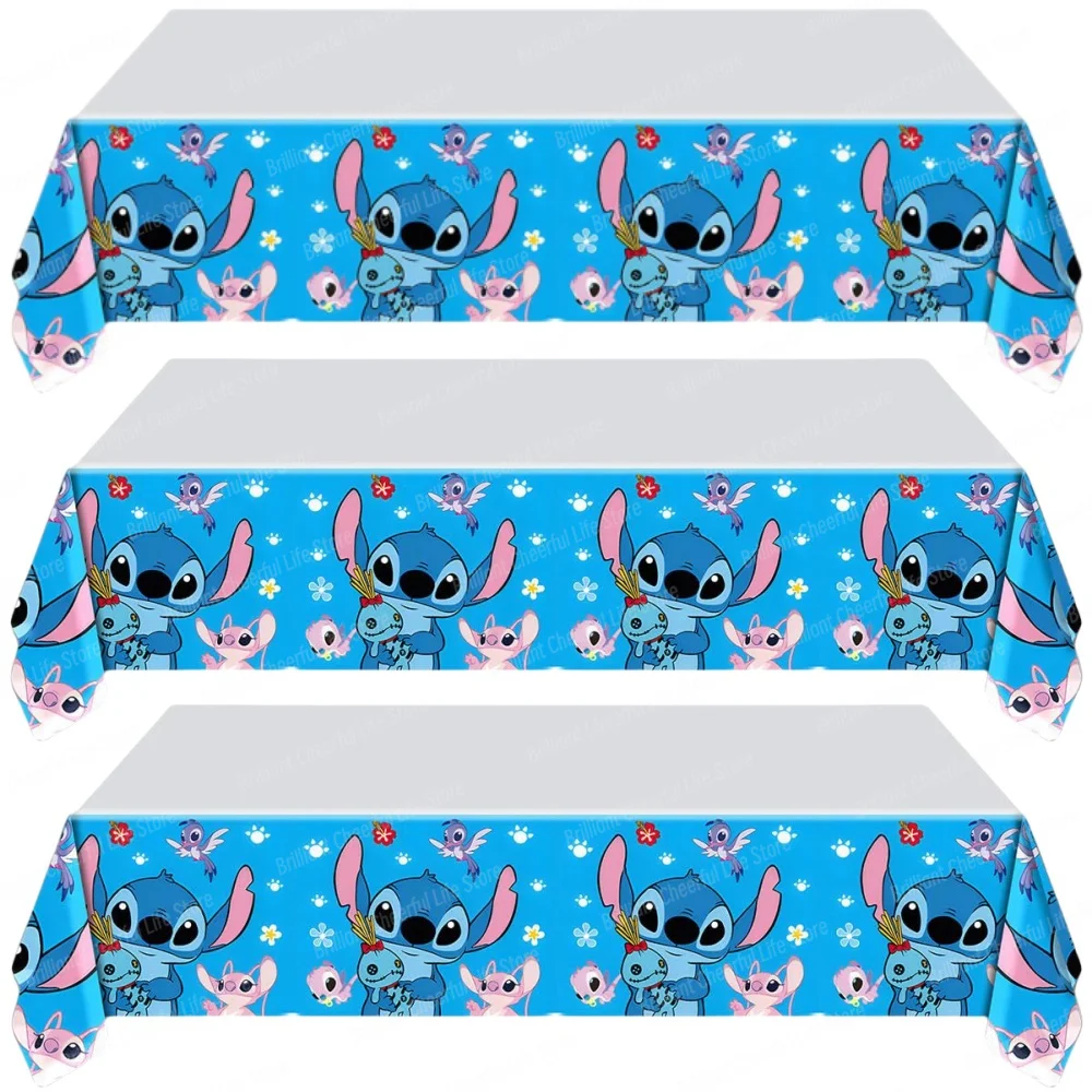 1/2/3Pcs Disney Stitch Birthday Party Tablecloth Disposable Plastic Table Cover for Baby Shower Kids Birthday Party Decorations