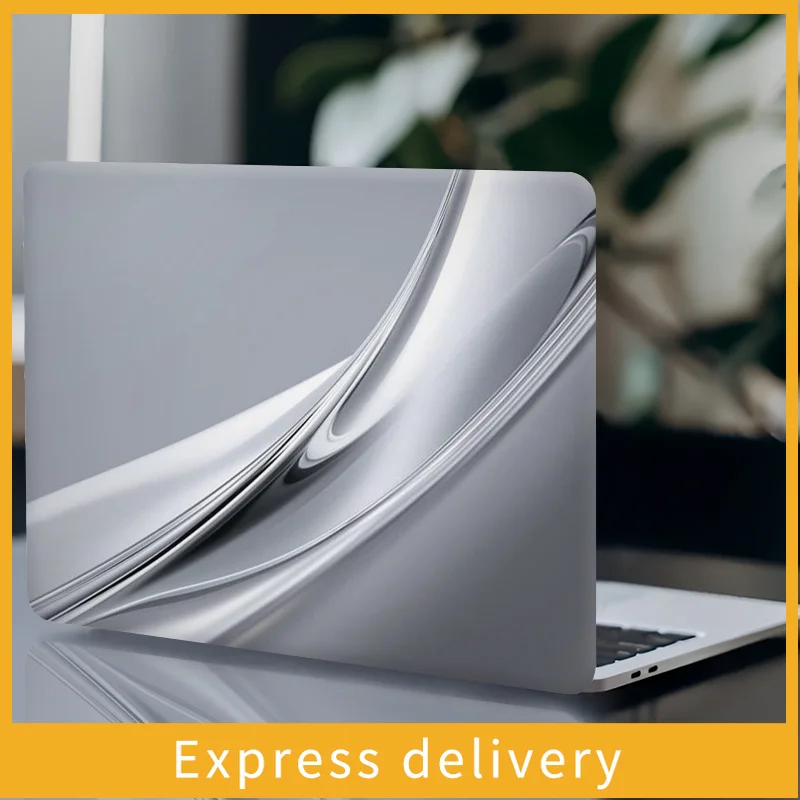 2Pc, silver metal textured notebook sticker, computer case scratch-resistant self-adhesive lasting, easy to install and remove