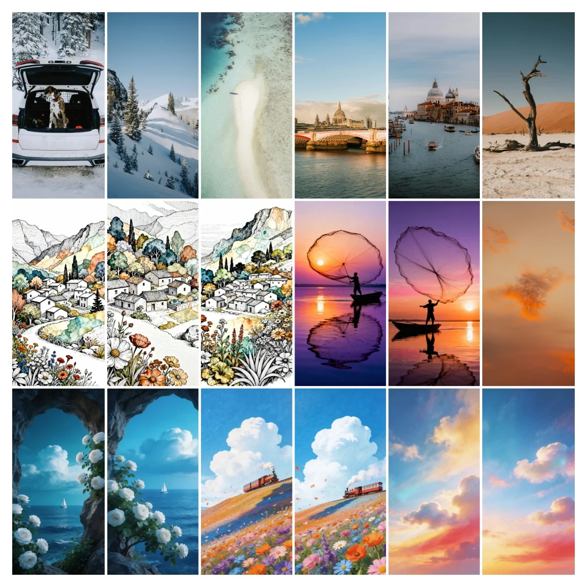 

Artistic Travel Landscape Door Mural 3D Realistic Beach Mountain Door Sticker Self Adhesive Peel Stick Door Cover Wallpaper