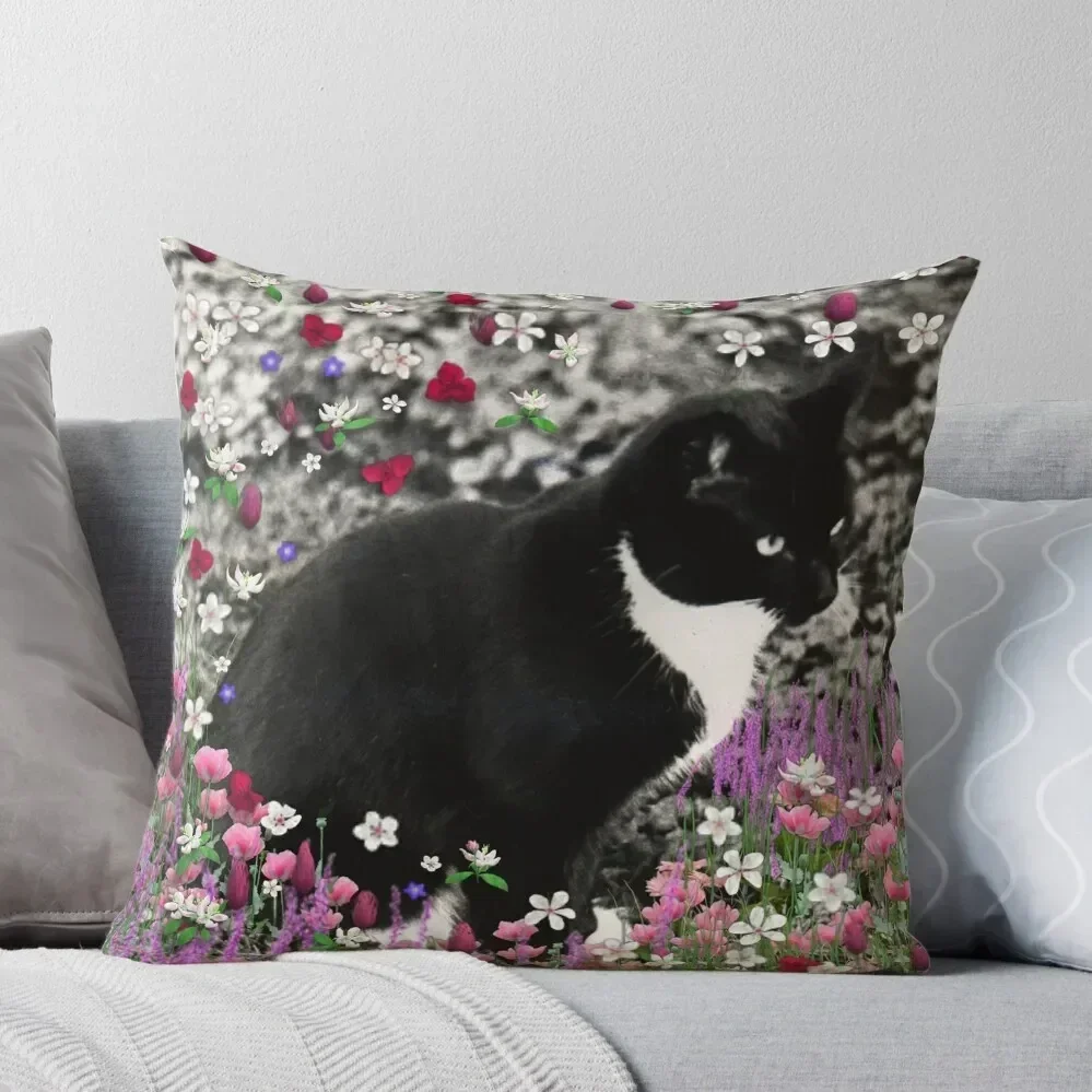 

Freckles in Flowers II - Tuxedo Cat Throw Pillow Cushions Home Decor Cushions For Sofa Pillowcases For Pillows pillow