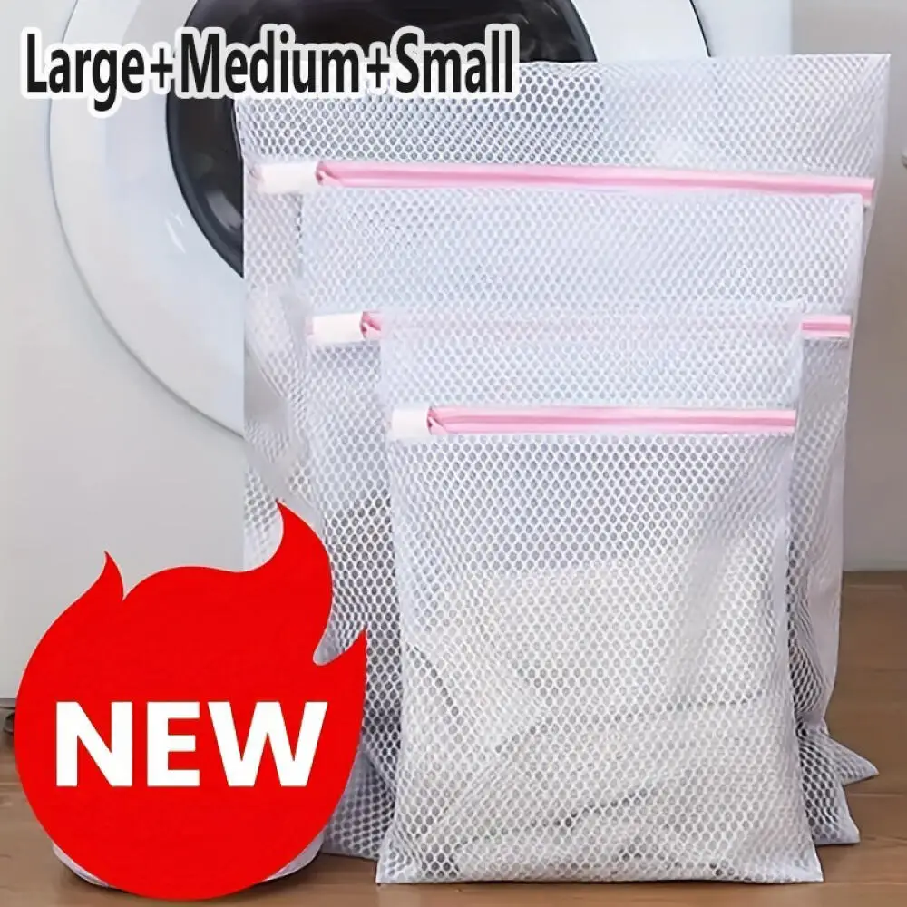 1 Satz mit 3 Reißverschlüssen, lila, feinmaschig, dreiteiliges Set für klassifizierte Kleidung, Waschmaschine, Spezialpflegetasche