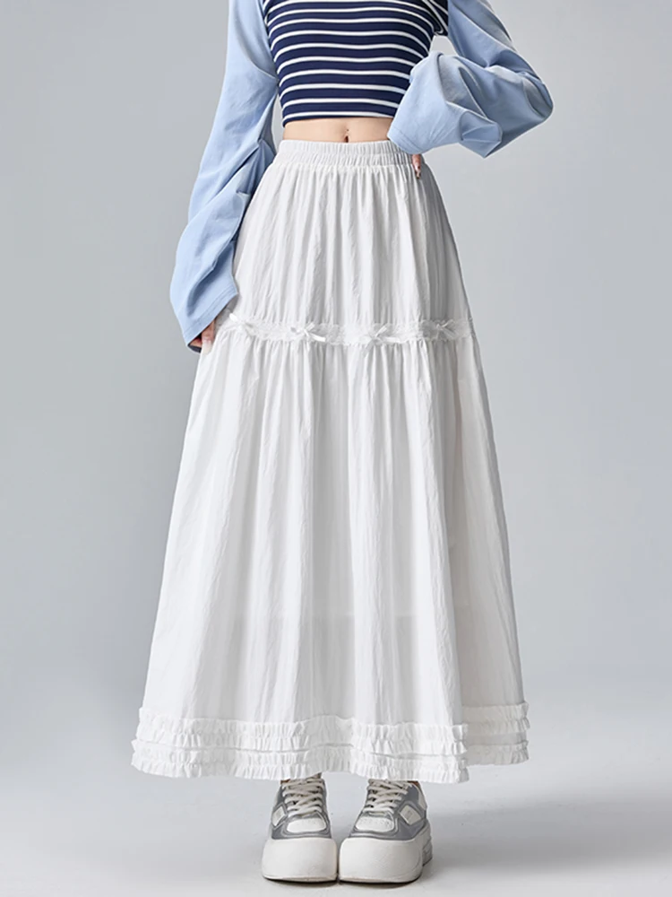 

Новая женская длинная юбка Princ Sle с высокой талией, белая, модная, весна-лето, универсальная, стройнящая, в стиле феи