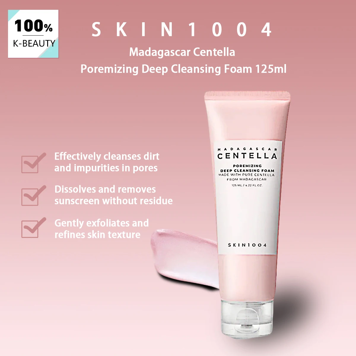 

SKIN1004 Madagascar Centella Poremizing Deep Cleansing Foam 125 мл, Обильная пена, Полное очищение, K-Beauty, Корейская косметика