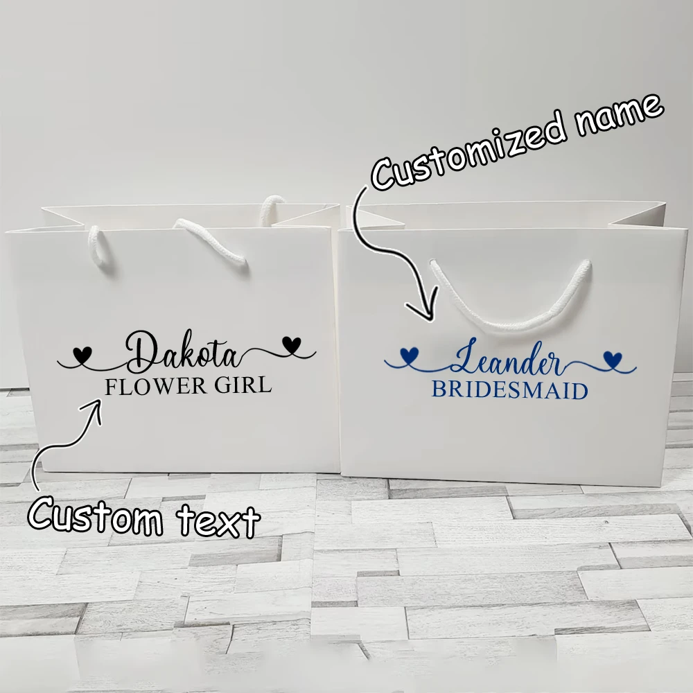 Personalisierte Geschenktüte mit Namen, Hochzeits-Dankeschön-Geschenktüte, Geschenktüte für Brautjungfern/Bräutigamshelfer, Blumenmädchen-Geschenktüte, Partydekoration, individuelle Geschenktüte