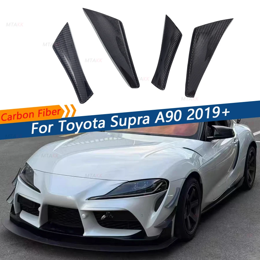 Carbon Fiber Front Bumper Side Canards Splitter Planes Trim For Toyota Supra GR A90 A91 MK5 2019+ Front Bumper Splitters Bodykit