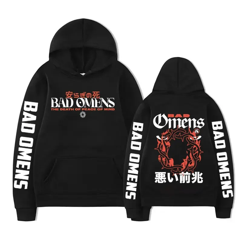 

Limited Bad Omens Funny Graphic Hooded Tour 2023 American Music Concert Hoodies Men's Women Fashion Casual Sweatshirt Streetwear