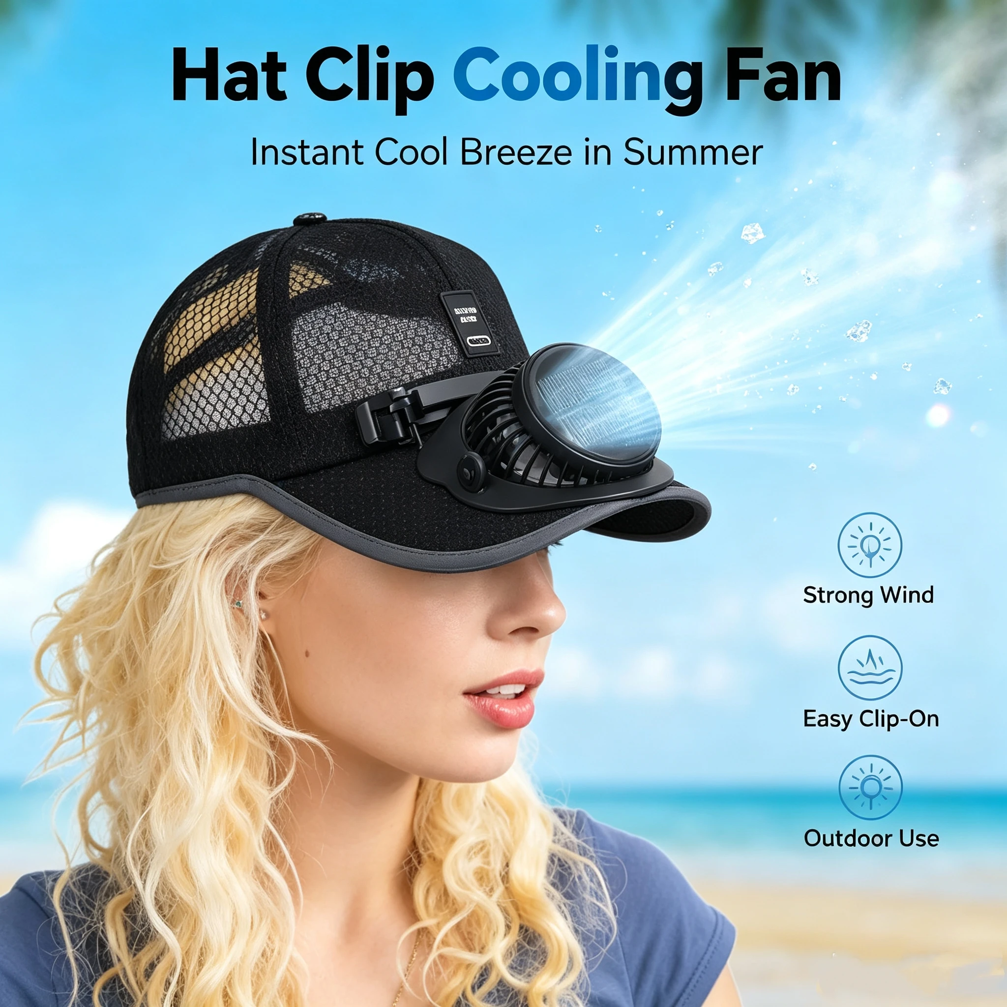 USB Rechargeable Solar Fan Sun Hat, Breathable Sunscreen Baseball Sunshade Hat, Sun Protection Sunhat for Summer Outdoor Use