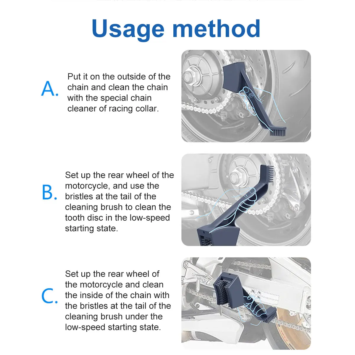 دراجة نارية سلسلة نظافة مزدوجة رؤساء دراجة تنظيف فرشاة قابلة لإعادة الاستخدام الدراجة سلسلة التروس فرشاة نظافة أداة دائمة دراجة