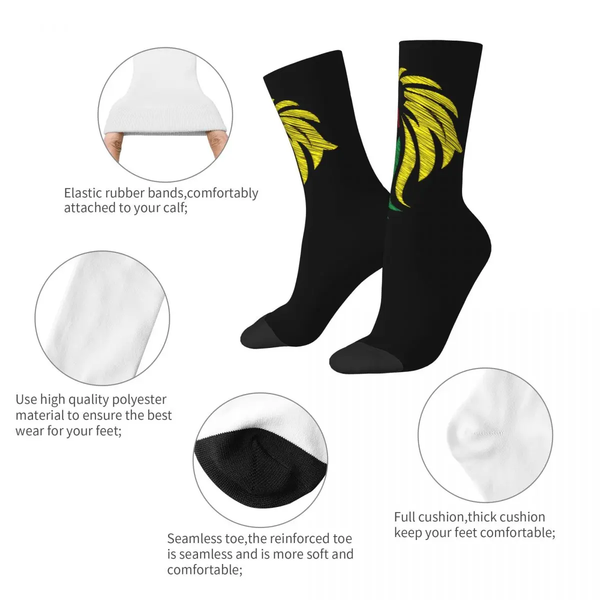 Fashion Male Men Socks Rasta Lion Of Judah Art Dreadlock Rastafari Sock High Quality Women Socks Spring Summer Autumn Winter