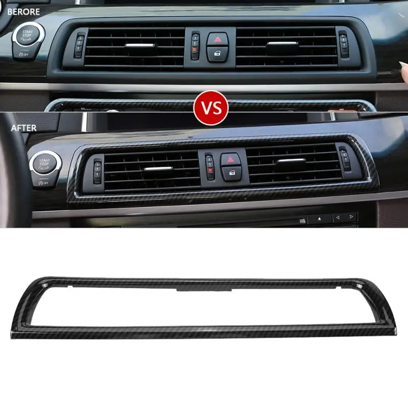 Carbon Fiber Style Console Air-Conditioning Vent Outlet Cover Trim for BMW 5 Series F10 2011-2016 Car Accessories