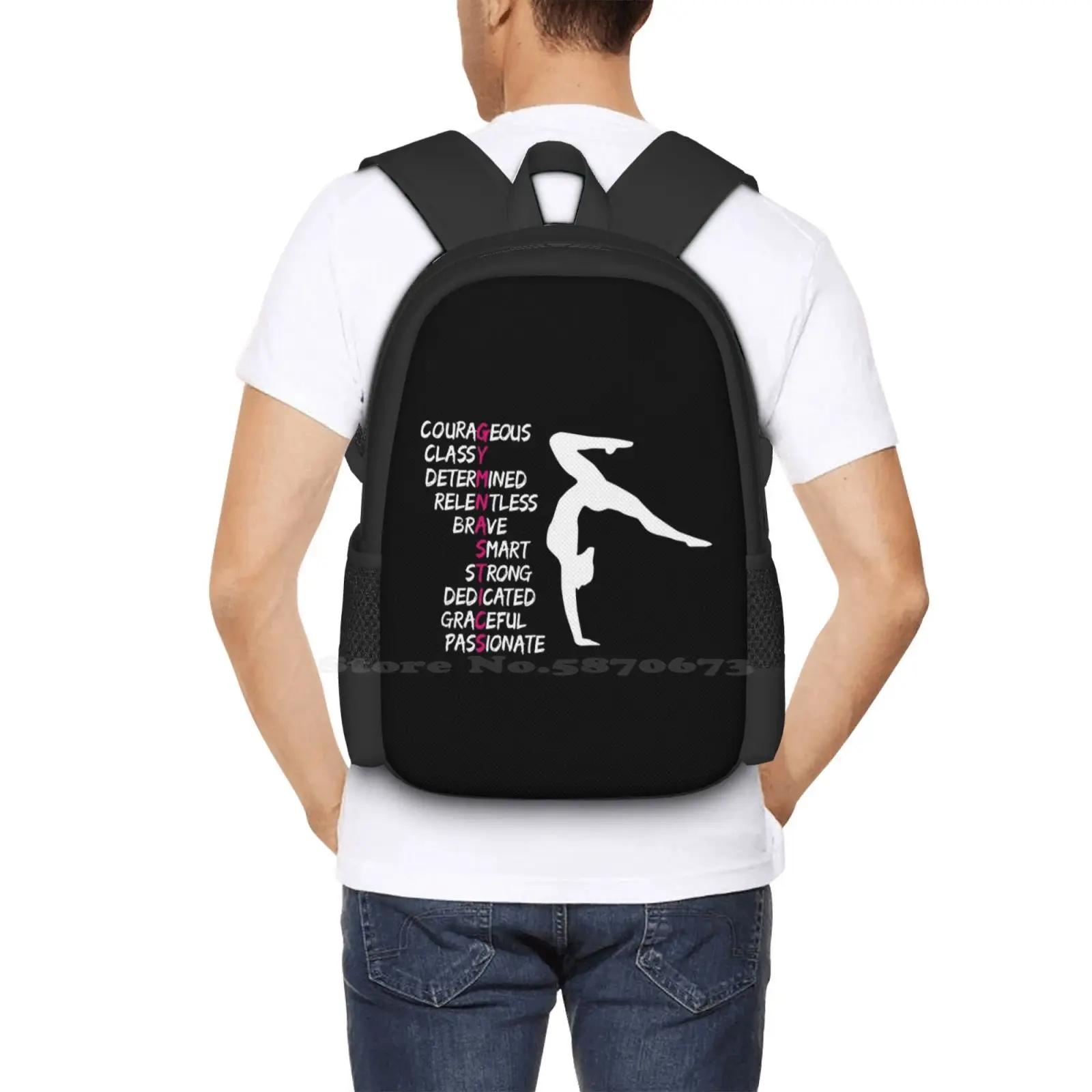 Gymnastics, Gymnast And Motivational Text Hot Sale Schoolbag Backpack Fashion Bags Do Gymnastics Artistics Rhythmic Sports