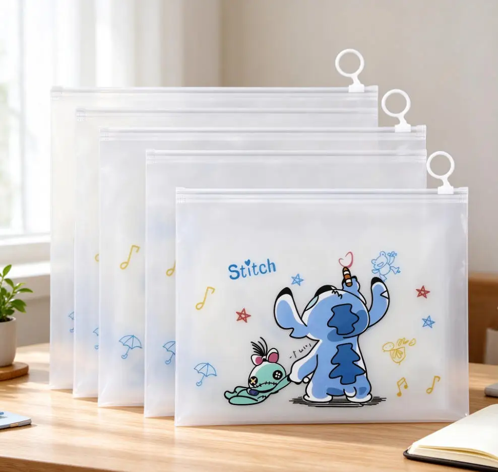 Disney Stitch Cartoon File Bags, Reusable Multi-Purpose Storage Pouches for School Stationery, Home & Cosmetic Storage