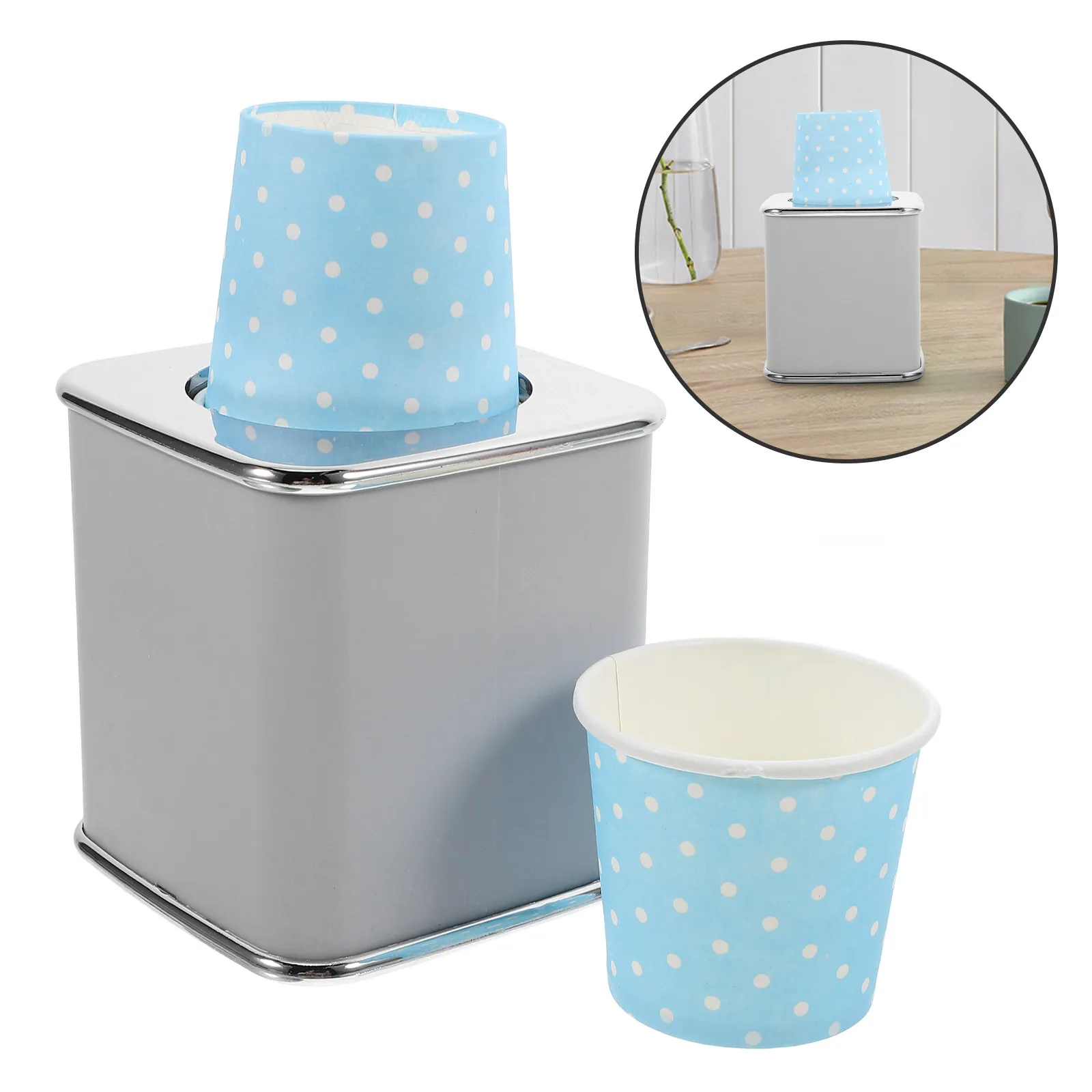 20pcs Upside Down Paper Cup Dispenser – Pull-Type Desktop Holder for Small Cups, Bathroom & Beverage Use