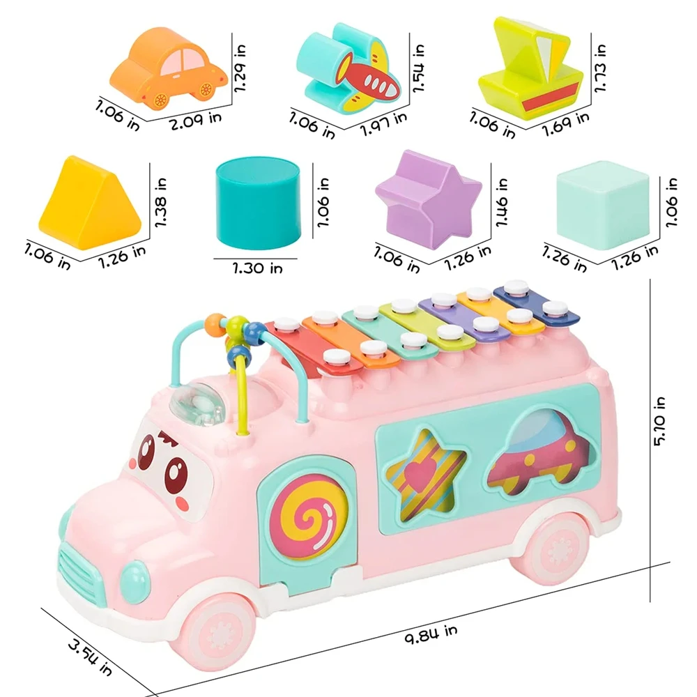 New Baby Toy Cartoon Musical Instrument Bus Baby Toys Hand Knock Girl Boy Piano Education For 12-18 Months Baby Toy Gift