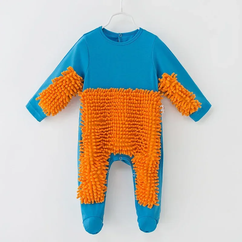 Infant Baby Boys Girls Mop Jumpsuit One Piece Long Sleeved Cotton Stitching Toddler Baby Boys Girl Romper Spring Autumn Clothes